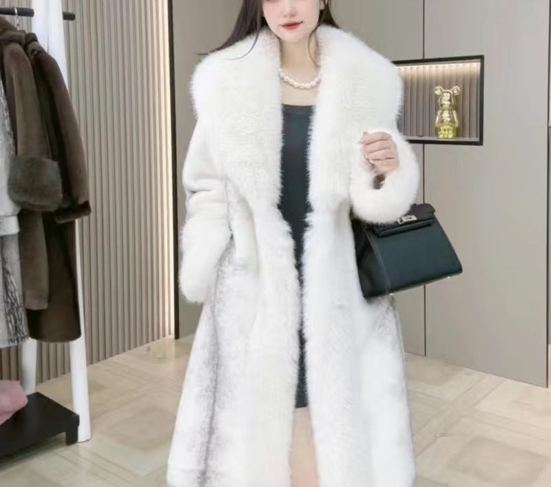 Mink Hair Fur And Leather Overcoat Women- JUPITER BMY