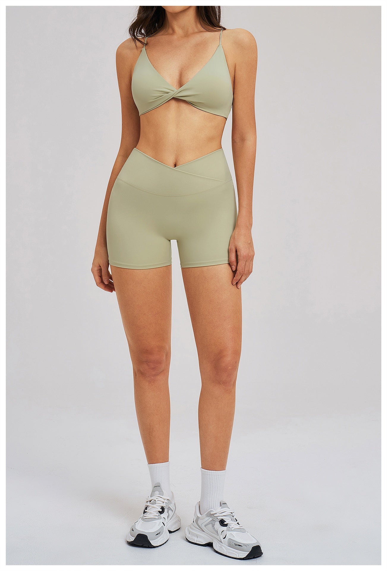 Cross-Waist Brushed Yoga Shorts