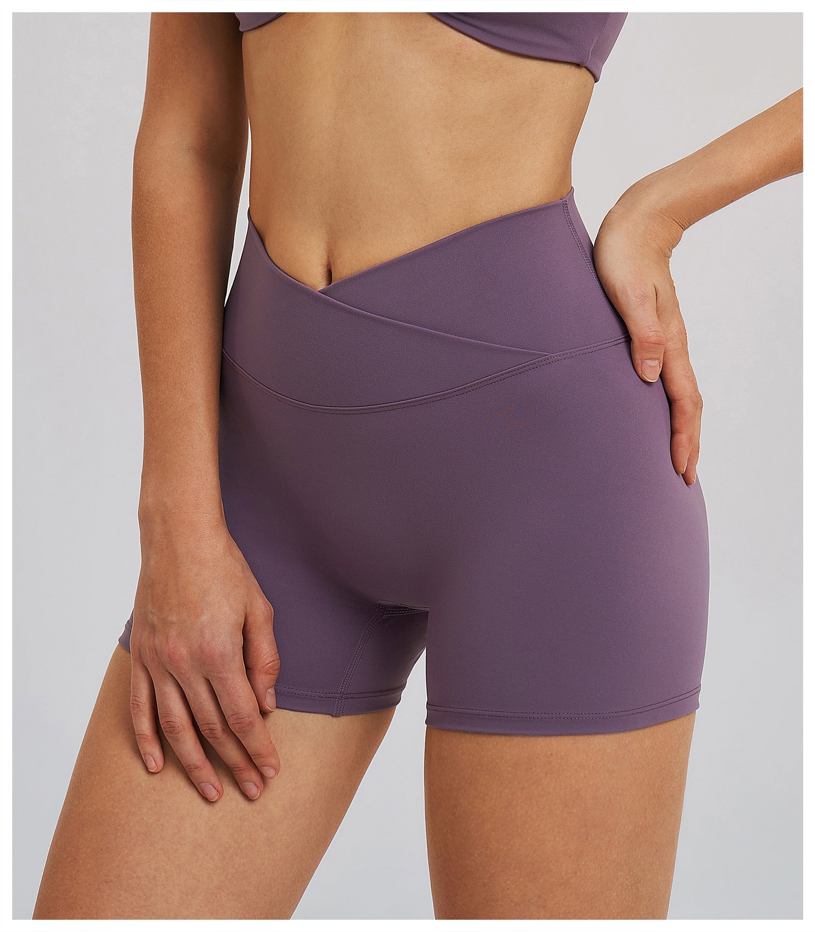 Cross-Waist Brushed Yoga Shorts