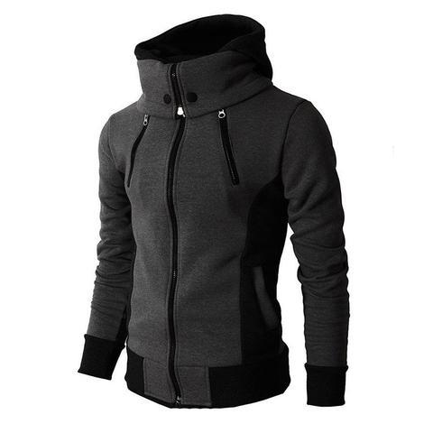 Men's Zip UP Hooded Jacket Fake Two Piece Sports Cardigan Casual Slim Sweatshirt Jacket- JUPITER BMY