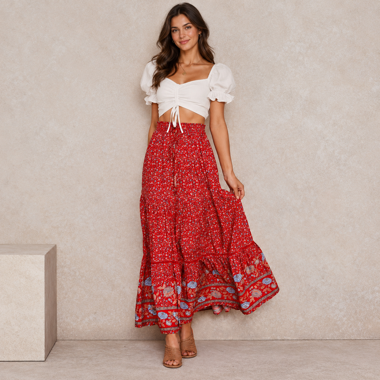 Boho Printed Maxi Skirt