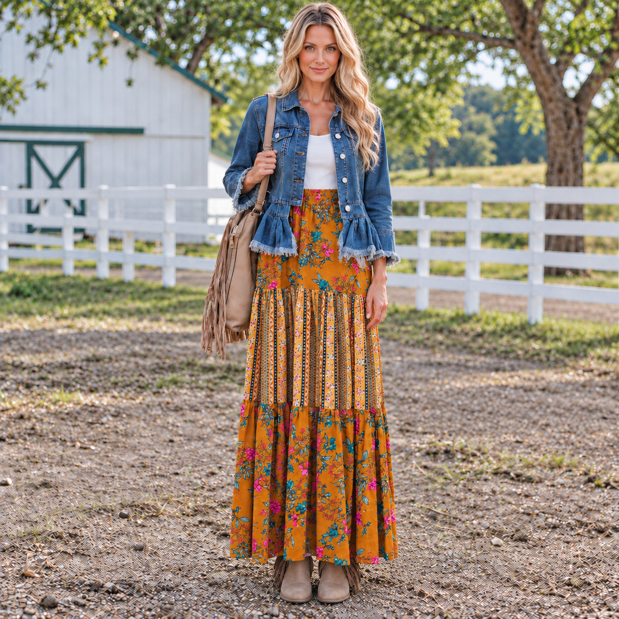 Floral Tiered Maxi Skirt