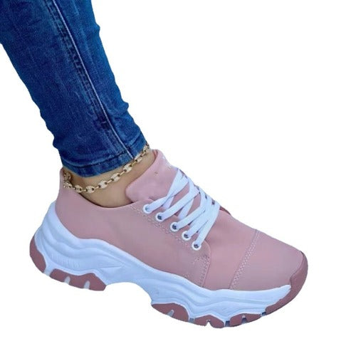 Round Head Thick Bottom Low-top Casual Shoes For Women Plus Size Lace Up Pumps- JUPITER BMY