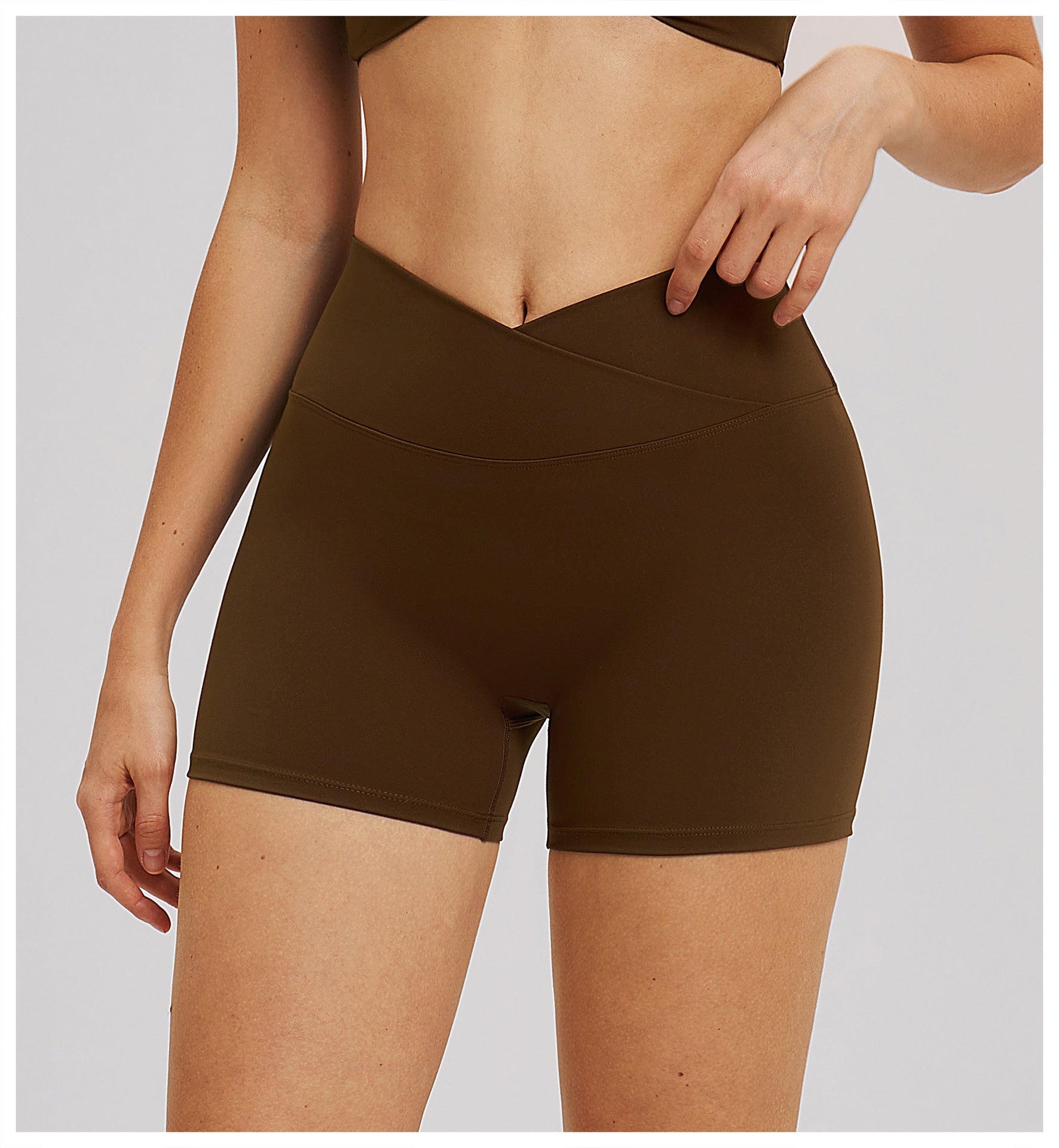 Cross-Waist Brushed Yoga Shorts