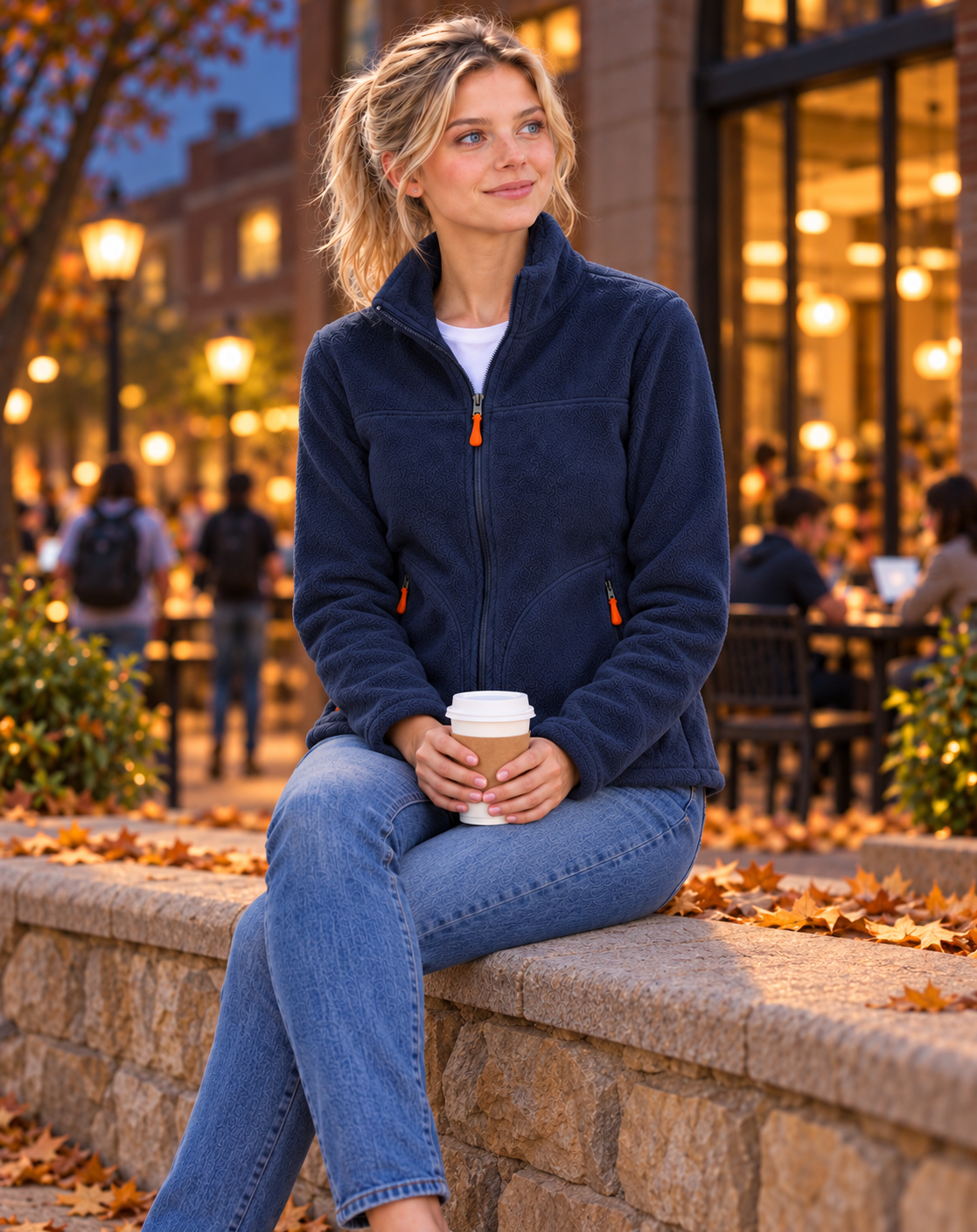 High Collar Zip-Up Fleece Jacket