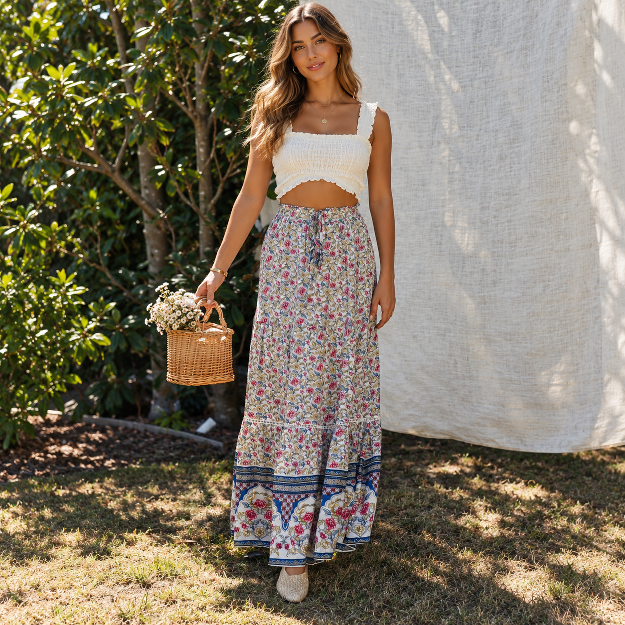 Boho Printed Maxi Skirt
