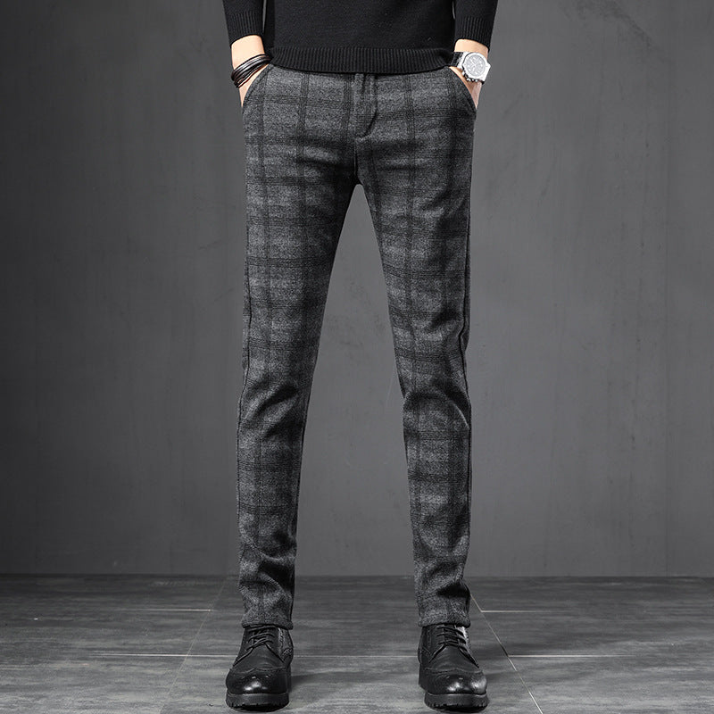 Autumn Plaid Pants Slim Straight Loose Men's Casual Pants Trousers Small Feet- JUPITER BMY