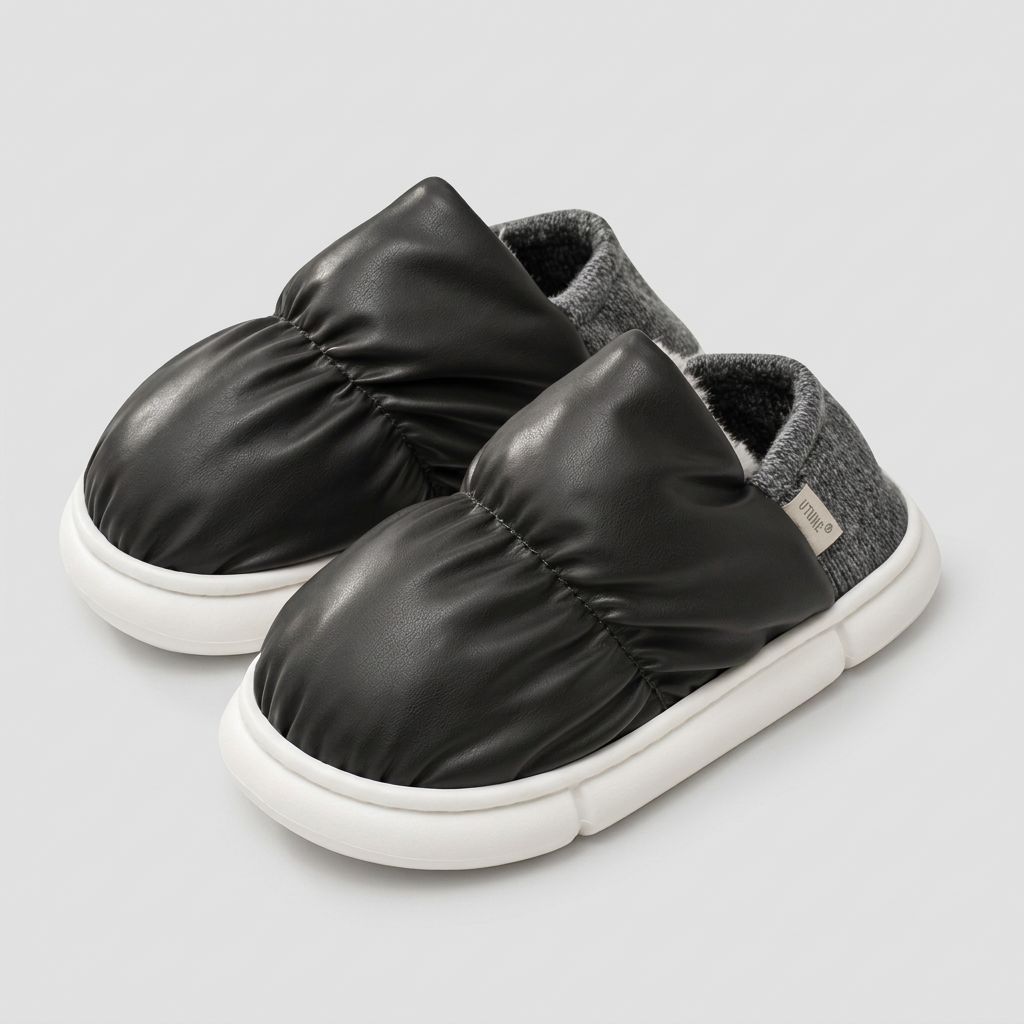 Padded PU Slip-On Slippers