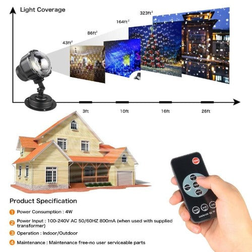 LED Christmas Light Projector Snow Projection Lamp- JUPITER BMY