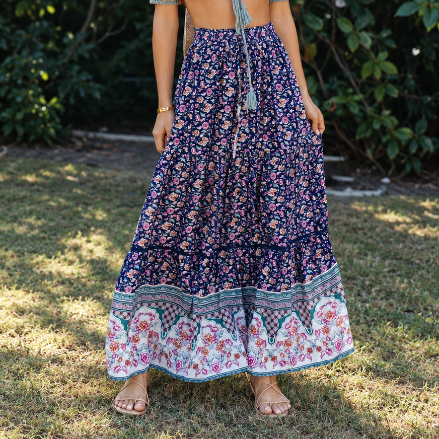 Boho Printed Maxi Skirt
