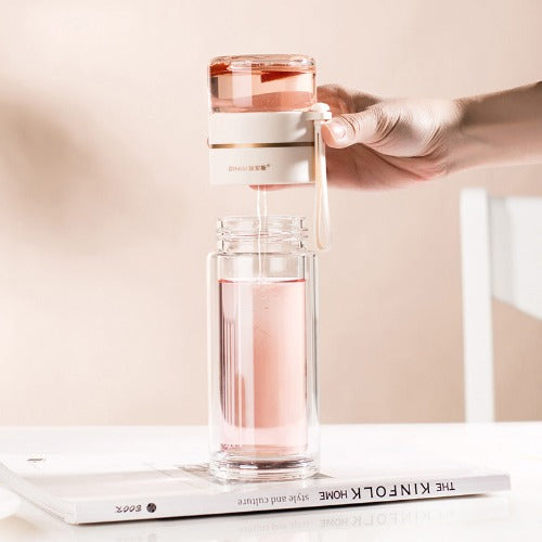 Glass Water Bottle With Tea Infuser Filter Tea Separation Double Wall Glass Bottle Leakproof Water Bottle- JUPITER BMY