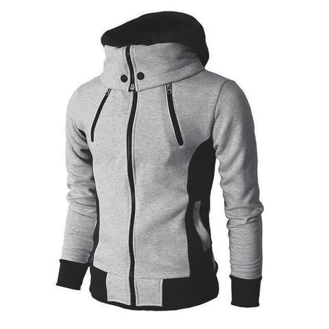 Men's Zip UP Hooded Jacket Fake Two Piece Sports Cardigan Casual Slim Sweatshirt Jacket- JUPITER BMY