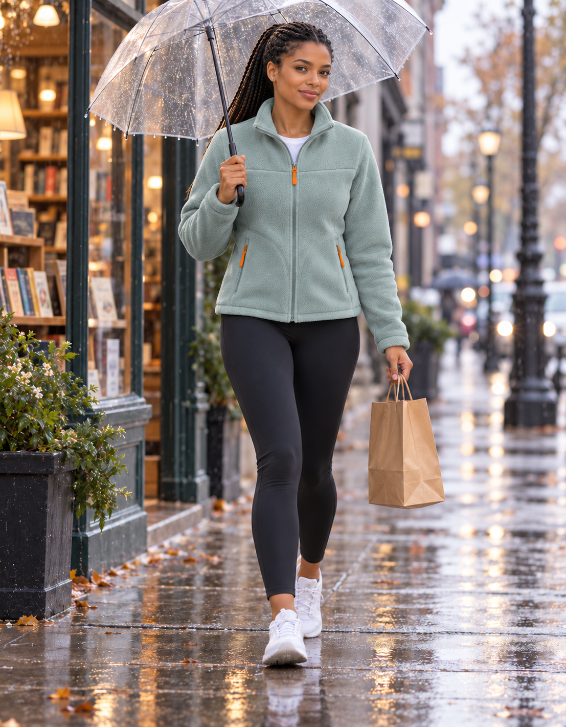 High Collar Zip-Up Fleece Jacket