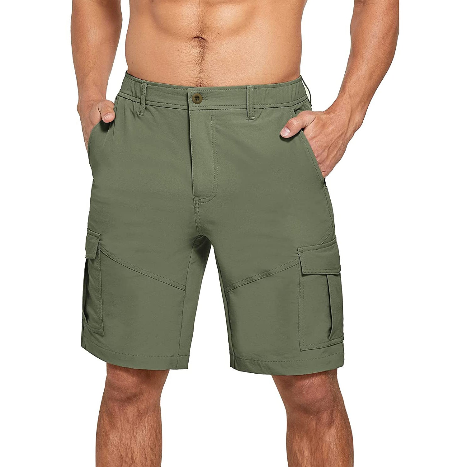 Solid Color Men's Loose Casual Multi-pocket Workwear Shorts- JUPITER BMY