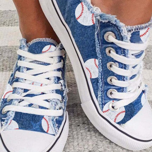 Fashion Wash Denim Lace Up Sneakers- JUPITER BMY