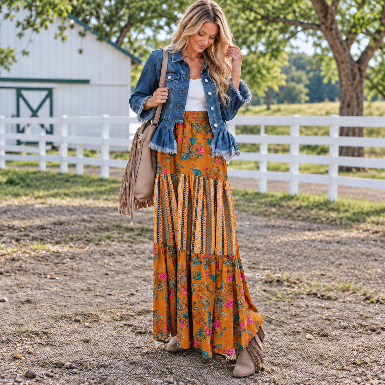 Floral Tiered Maxi Skirt