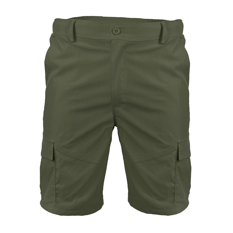 Solid Color Men's Loose Casual Multi-pocket Workwear Shorts- JUPITER BMY