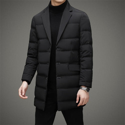 Men's Scarf Collar Cold-proof Down Jacket Coat Mid-length- JUPITER BMY