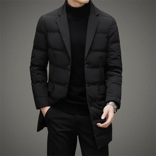 Men's Scarf Collar Cold-proof Down Jacket Coat Mid-length- JUPITER BMY