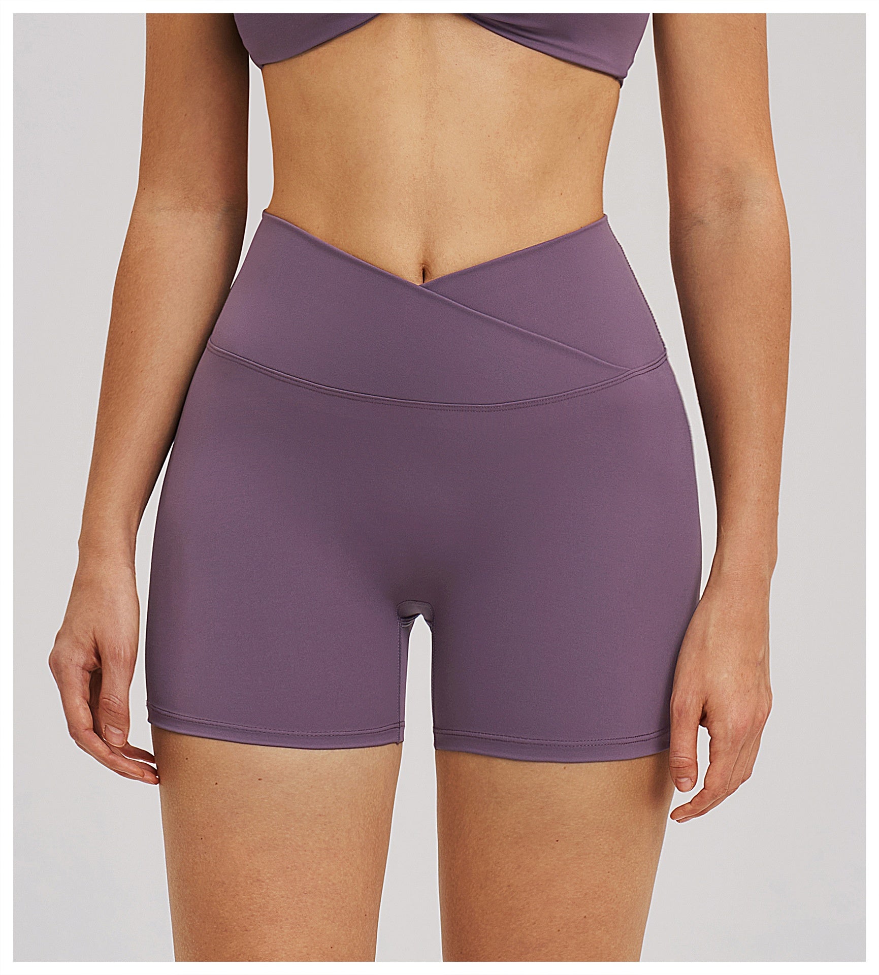 Cross-Waist Brushed Yoga Shorts