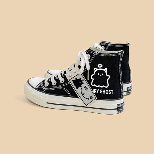 Black Graffiti Casual Canvas Shoes For Students- JUPITER BMY