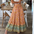 Boho Printed Shirred Waist Maxi Skirt