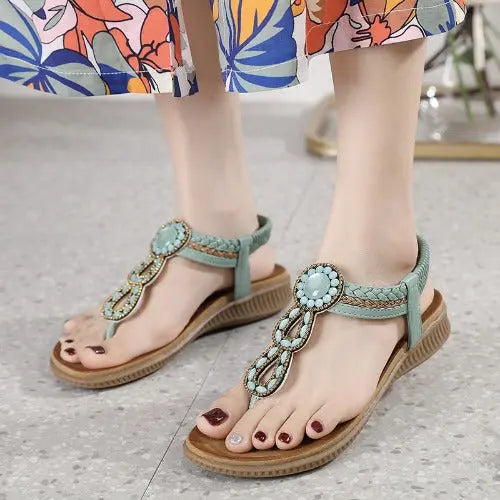 Boho Thong Sandals Women Weave Beach Shoes Flip Flops- JUPITER BMY