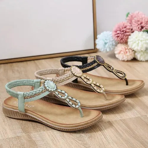 Boho Thong Sandals Women Weave Beach Shoes Flip Flops- JUPITER BMY