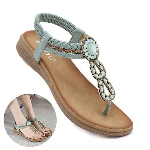 Boho Thong Sandals Women Weave Beach Shoes Flip Flops- JUPITER BMY