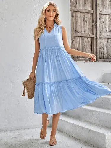 Casual V-neck Sleeveless Fresh Summer Loose Dress For Women - JUPITER BMY LTD