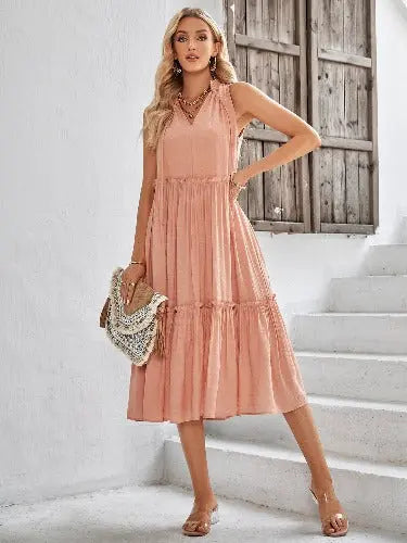 Casual V-neck Sleeveless Fresh Summer Loose Dress For Women - JUPITER BMY LTD