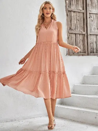 Casual V-neck Sleeveless Fresh Summer Loose Dress For Women - JUPITER BMY LTD