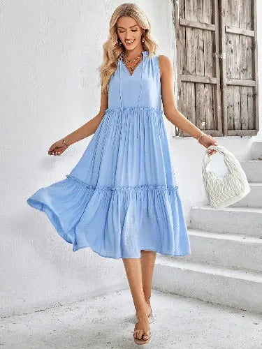 Casual V-neck Sleeveless Fresh Summer Loose Dress For Women - JUPITER BMY LTD