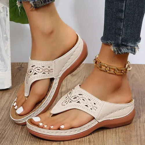 Clip Toe Wedge Sandals Women Summer Flip Flops Slippers Beach Shoes- JUPITER BMY