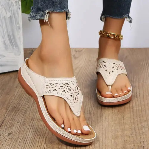 Clip Toe Wedge Sandals Women Summer Flip Flops Slippers Beach Shoes- JUPITER BMY