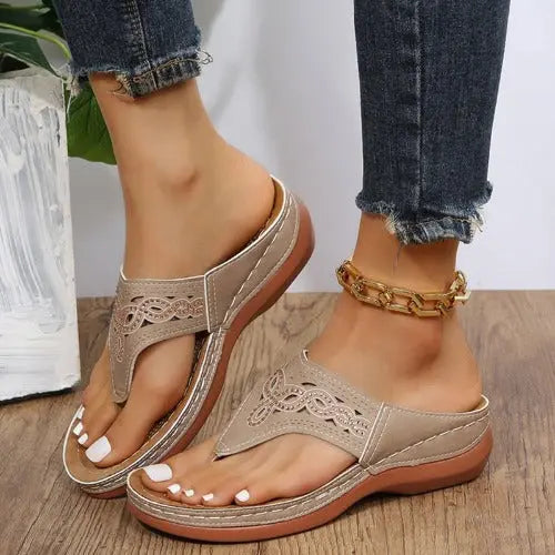 Clip Toe Wedge Sandals Women Summer Flip Flops Slippers Beach Shoes- JUPITER BMY