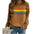 Color Striped Print Round Neck Pullover Long Sleeve Sweater - JUPITER BMY LTD