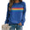 Color Striped Print Round Neck Pullover Long Sleeve Sweater - JUPITER BMY LTD