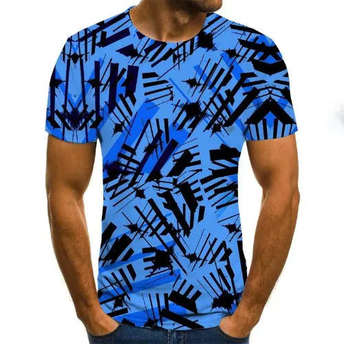 Color Three-dimensional Square Digital Short Sleeve - JUPITER BMY LTD