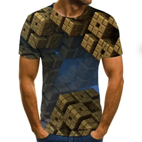 Color Three-dimensional Square Digital Short Sleeve - JUPITER BMY LTD