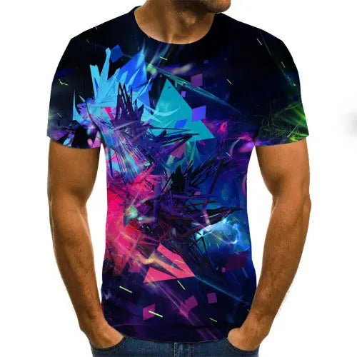 Color Three-dimensional Square Digital Short Sleeve - JUPITER BMY LTD