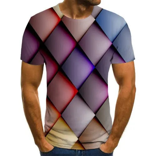 Color Three-dimensional Square Digital Short Sleeve - JUPITER BMY LTD