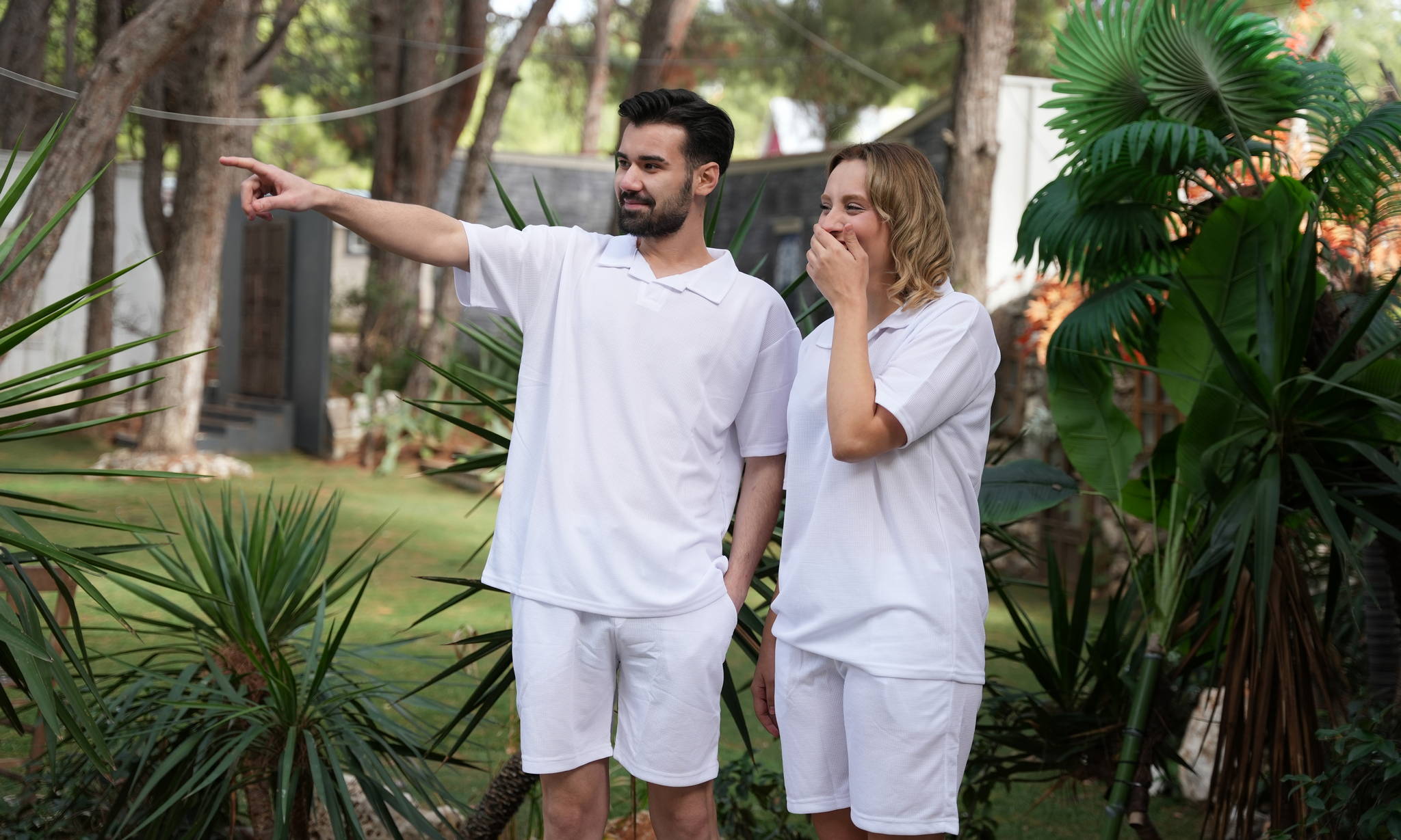 Jupiter Bmy Ltd Unisex V-Neck Polo T-Shirt & Shorts Set – Waffle Cloth – Regular Fit – Fresh Style