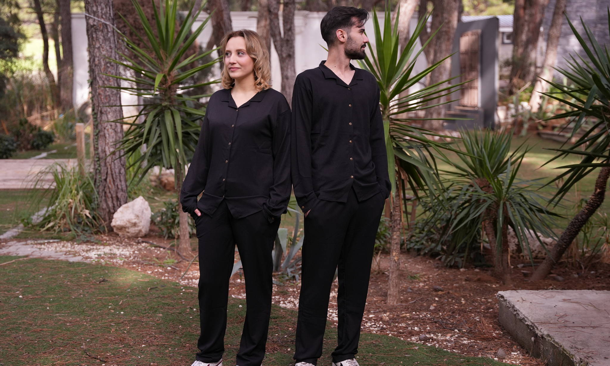 Jupiter Bmy Ltd Unisex Button-Down Top and Pants Set – Soft and lightweight textured, flexible for home and outdoor wear.