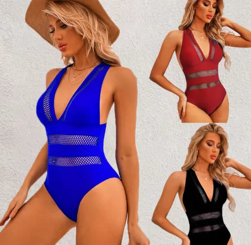 Deep V Bikini European And American Conjoined Polyester Swimsuit - JUPITER BMY LTD