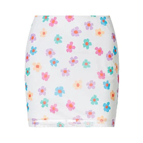 Fashion Ladies Mesh Floral Print Short Skirt - JUPITER BMY LTD