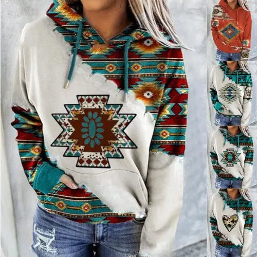 Fashion Women's Ethnic Style Printed Sweater- JUPITER BMY