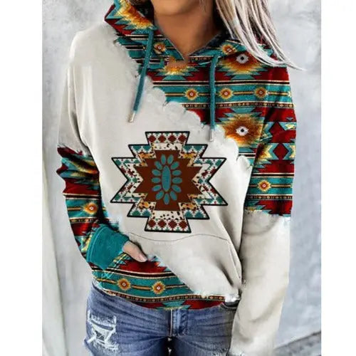 Fashion Women's Ethnic Style Printed Sweater- JUPITER BMY