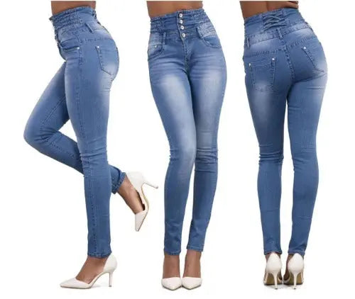 High waist fashion stretch denim pants- JUPITER BMY