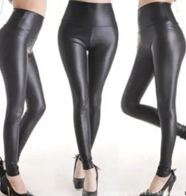 Hot spring and autumn new imitation leather pants stretch Slim leggings slim ladies feet pants- JUPITER BMY